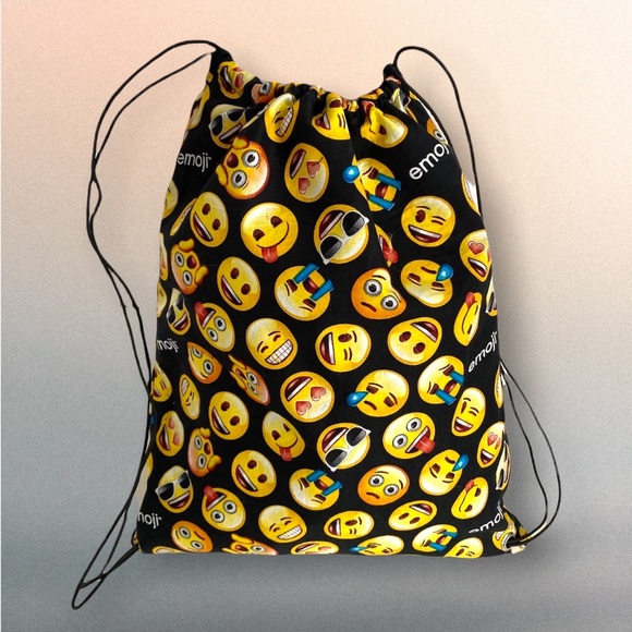 Handmade String Bag Emoji Tote Backpack - Picture 7 of 9